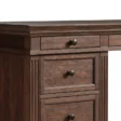 brown desk showing close view of drawers
