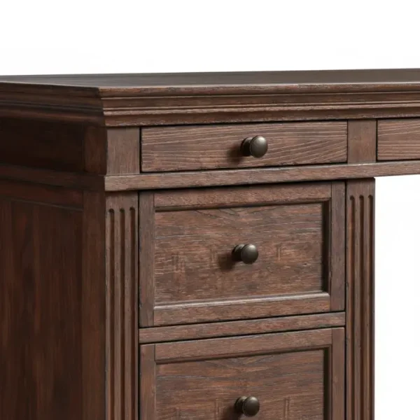 Stalwart Writing Desk - Seadrift (14)_ brown desk showing close view of drawers
