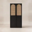 Front view of 2-door Tressel wardrobe with arched cane panels