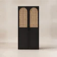 Front view of 2-door Tressel wardrobe with arched cane panels