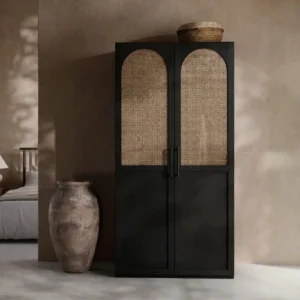 fornt view of tressel wardrobe in matching background