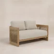 Meridian 2-seater Teak and rope sofa shown from an angled view