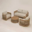 Four-piece Meridian outdoor set with sofa, two chairs and coffee table