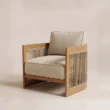 Meridian Teak outdoor lounge chair shown from an angled view