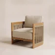 Meridian Teak outdoor lounge chair shown from an angled view