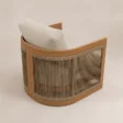 Rear view of Meridian outdoor chair showing curved woven rope detailing
