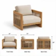 Meridian lounge chair dimensions, 31 inches wide, 31 deep and 26 high