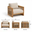 Meridian lounge chair dimensions, 31 inches wide, 31 deep and 26 high
