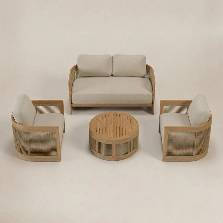 Meridian 4-piece outdoor sofa arrangement viewed from above