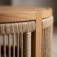 Close-up of Teak frame and woven rope detail on Meridian coffee table