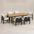 Quartz six-seater dining set shown from an angled side view