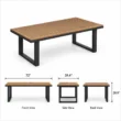 Six-seater dining table dimensions: 72 inches wide, 39.4 deep and 29.9 high