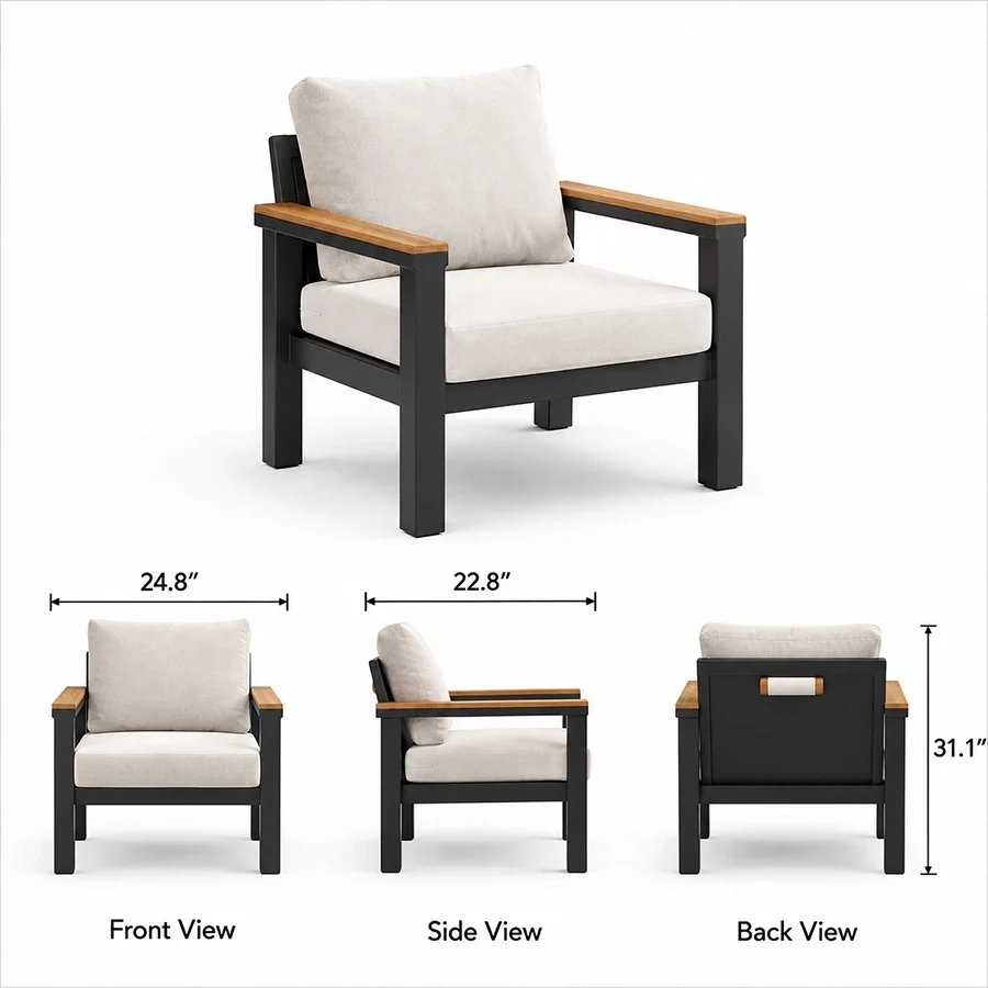 quartz-outdoor-dining-chair-dimensions-view. Dining chair dimensions: 24.8 inches wide, 22.8 deep and 31.1 high