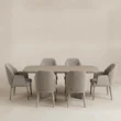 Front view of the SoftPier 6-seater dining set with upholstered chairs