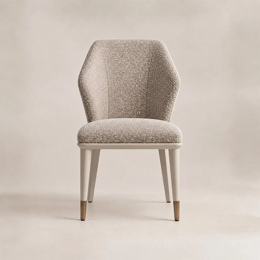 softpier-dining-side-chair-front-view. Front view of the SoftPier upholstered dining side chair
