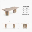 SoftPier dining table dimensions, 87 inches wide, 41 deep and 31 high