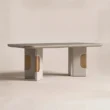 SoftPier dining table with rounded top and sculptural pedestal base