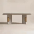 Front view of the SoftPier rounded rectangular dining table