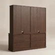 Rear view of Stalwart Bookshelf Cabinet 70-inch in Brown Wash