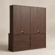 Rear view of Stalwart Bookshelf Cabinet 70-inch in Brown Wash