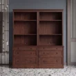 Stalwart Bookshelf Cabinet 70-inch in Brown Wash displayed in a contemporary interior