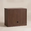 Rear view of the cabinet showing the finished back panel and cable-access opening.