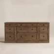 Stalwart Media Console 70-inch in Brown Wash front view with concealed storage