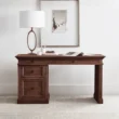 brown writing desk in simple offwhite background