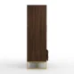 wardrobe side profile in walnut finish with gold metal base