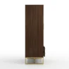 wardrobe side profile in walnut finish with gold metal base