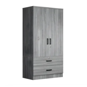 Angled view of the Frost custom 2 door Almirah showcasing its premium textured MDF doors and sleek contemporary profile.