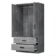 Open doors of the Frost modern 2 door wardrobe revealing a heavy-duty metal hanging rail and built-in shelving.