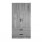 Front view of the Frost modern 2 door wardrobe featuring a trending fluted design and elongated metal handles.