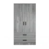 Front view of the Frost modern 2 door wardrobe featuring a trending fluted design and elongated metal handles.