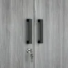 Detail shot of the minimalist elongated metal handles on the bespoke 2 door bedroom Almirah.