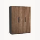 Angled view of the Graino slatted wooden Almirah, showcasing its space-saving vertical design and premium melamine finish.
