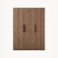 Front view of the Graino Modern Fluted Wooden Wardrobe featuring textured MDF doors and a sleek black frame.