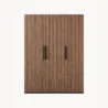 Front view of the Graino Modern Fluted Wooden Wardrobe featuring textured MDF doors and a sleek black frame.