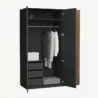 Open view of the luxury fluted Almirah highlighting ample hanging space for coats and dresses.