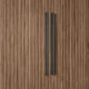 Detail shot of the heavy-duty metal handle and ribbed door paneling on the Graino slatted bedroom Almirah.