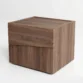 angled view of wooden side table