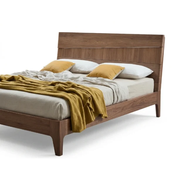 HalloWood Bed Set - bed (2) angled view of wooden bed in white background