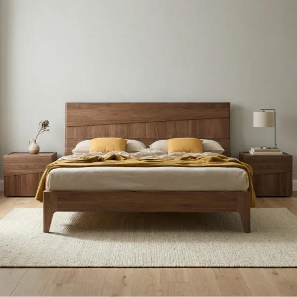 HalloWood Bed Set - bed (6)_ solid wood bedroom set in simple bedroom
