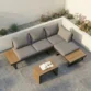 upper angled view of outdoor sectional sofa with a matching coffee table