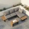 upper angled view of outdoor sectional sofa with a matching coffee table