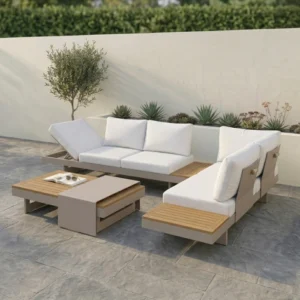 angled view of sectional sofa with matching coffee table