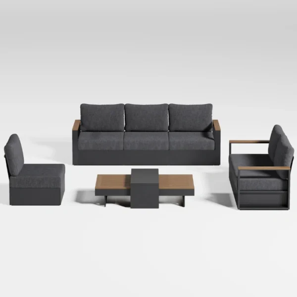 Reefline Outdoor Sofa Set (2) dark grey sofa set in white background