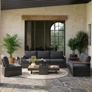 outdoor sofa set in matching outdoor area