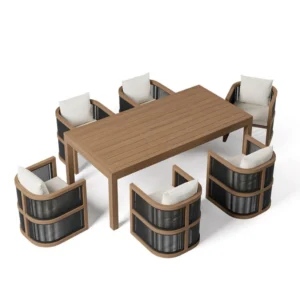 upper angled view of 6 seater outdoor dining set