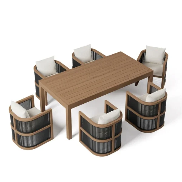 Wharf Outdoor Dining Set - 6 seater (2) upper angled view of 6 seater outdoor dining set